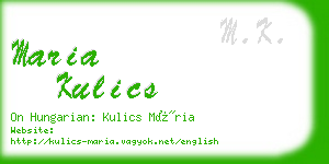 maria kulics business card